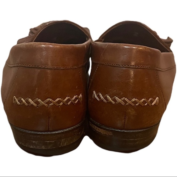 Cole Haan Brown Woven Tassel Slip On Loafers